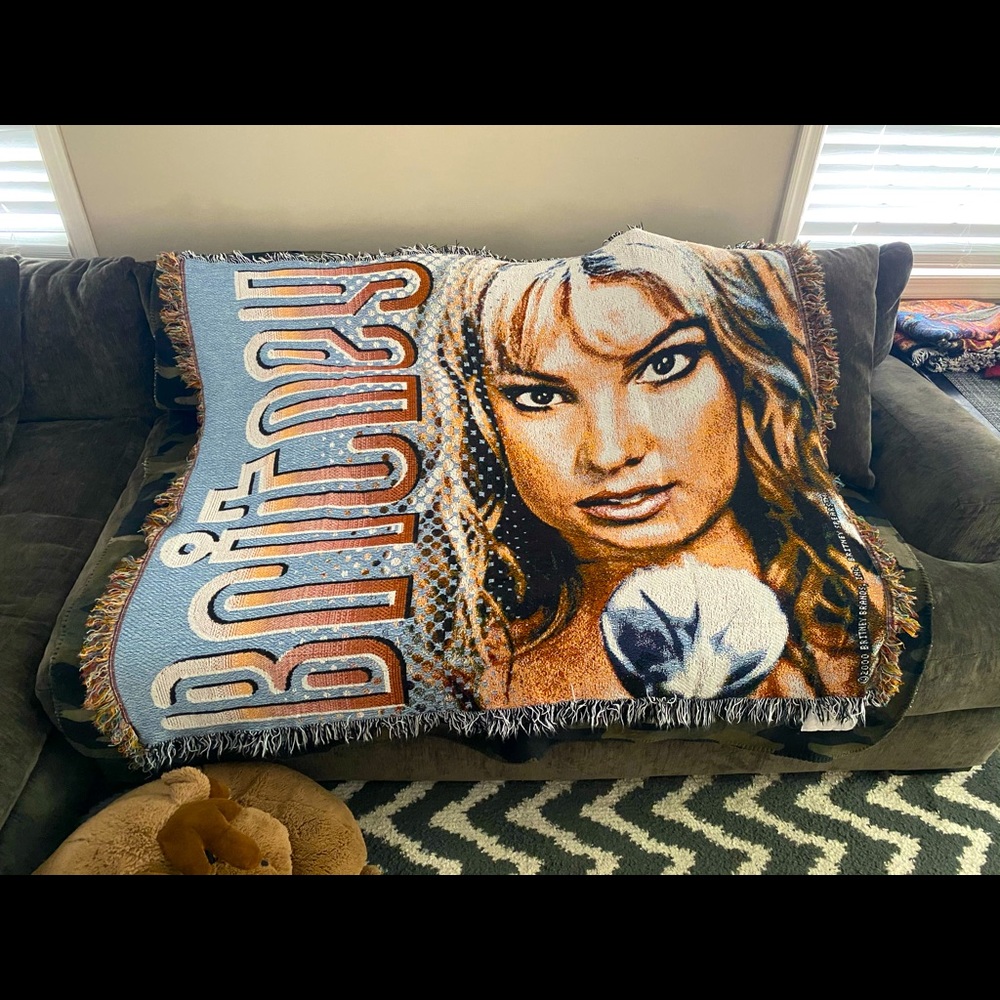 Britney Spears Official Woven Tapestry Throw Blanket 45x55 VTG 2000 Crazy2K